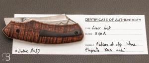  Couteau " Cleaver custom " pliant par David Lespect - Koa ondé et U10A