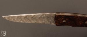    Couteau " Liner-Lock " damas et bois de fer d'Arizona par Alain & Joris Chomilier