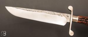     Couteau de chasse par Laurent Gaillard - Bois de cerf sambar et lame en 100C6