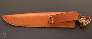 Couteau droit de Frédéric Maschio - Bois d'élan et lame en acier 80CrV2