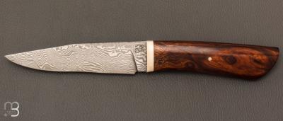  Couteau droit par Nicolas Mestrallet - Atelier du couteau de Vaunaveys - Lame forgée acier damas et bois de fer
