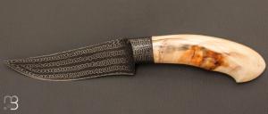  Couteau droit damas multi-barreaux de Sylvain Dixneuf