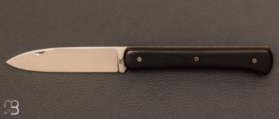 Couteau custom de poche en ébène et lame D2 par Eric Albert