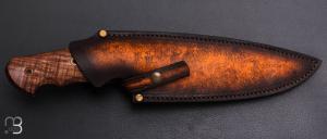 Couteau " fixe custom " par Fabrice Delbart - Forge Celtique - Koa et lame en 90mcv8