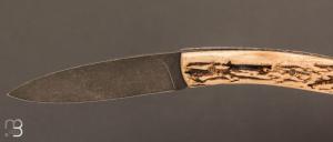   Couteau " le Névé " par Tim Bernard - Bois de cerf sambar et lame 14C28