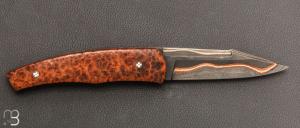  Couteau " Pièce unique " par Alain & Joris Chomilier - Damas carbone de Baker Forge et loupe d'amboine
