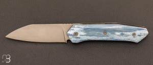 Couteau " custom " liner-lock os de chameau teinté par Christophe Lemaire - Coutellerie Tofbarteam