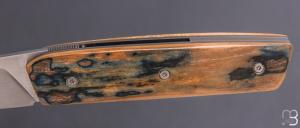    Couteau " liner-lock " custom par Christophe Arbogast - Ivoire de mammouth et lame en RWL34