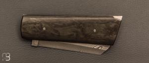  Couteau " Lock-back" custom par Eric Depeyre - Fibre de carbone et lame damas