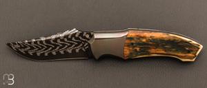 Couteau custom mammouth / zirconium et damas de Berthelemy Gabriel - La Forge Agab