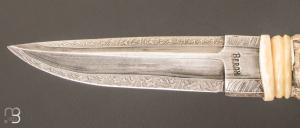 Couteau  "  nordique " ivoire de mammouth et damas par Roger Bergh