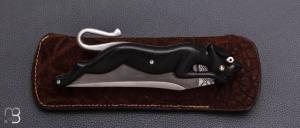   Couteau " Panthère lock-back " custom par Jérôme Lamic - Ebène et nacre