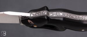   Couteau " Panthère lock-back " custom par Jérôme Lamic - Ebène et nacre