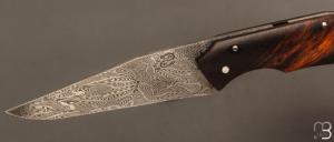  Couteau piémontais par Nicolas Mestrallet - Atelier du couteau de Vaunaveys - Acier damas et bois de fer