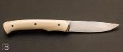 Couteau de collection pliant ivoire de mammouth blanc et RWL-34 par Joël Grandjean