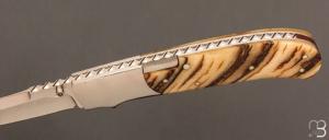    Couteau " side-lock  " custom par W.D. Pease - Corne de bélier
