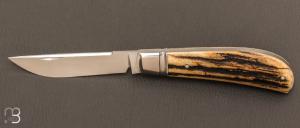   Couteau   "  slipjoint  " par Honor Vilain - bois de Cerf sambar et lame en acier C130