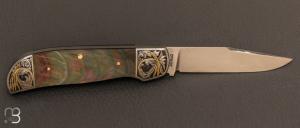  Couteau " slipjoint " custom par Tommy Overeynder - gravure de Tim Herman