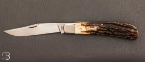     Couteau  "  custom slipjoint " Bois de cerf et lame en W2 par Don Hanson III