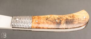    Couteau " trappeur " custom par Anthony Brochier - Loupe de buis / damas et RWL34