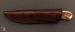  Couteau " utilitaire " custom bois de cerf sambar et acier W2 par Milan Mozolic
