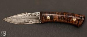 Couteau droit custom Koa et damas par Claude Bouchonville