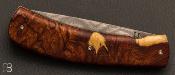 Couteau de poche bois de fer d'Arizona et damas par Joël Grandjean
