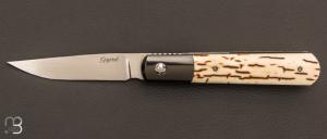   Couteau " liner lock " custom de Stphane Sagric - Ivoire de Mammouth et Zirconium