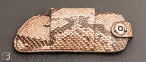 Etui L Traditionnel fait main en cuir de python pour couteau pliant