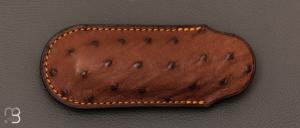 Etui cuir d'autruche / veau pour couteau pliant fait main par Chantal Trocm