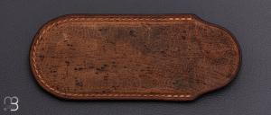   Fourreau cuir d'antilope / veau pour couteau pliant fait main par Chantal Trocm�