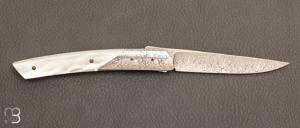 Couteau  "  Le Thiers " de poche custom Nacre et Damas par Des Horn