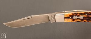   Couteau " Trapper slipjoint " par Don Hanson III - Bois de cerf et lame en W2