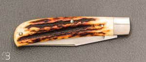  Couteau " Trapper slipjoint " par Don Hanson III - Bois de cerf et lame en W2