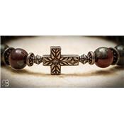 Bracelet Sonora Dragon Blood Jasper Cross Étain ESODB2