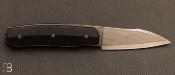 Couteau custom pliant par David Lespect - Ébène facettes et Suminagashi