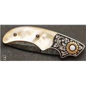 Couteau de poche automatique Nacre et damas par J. S. Khalsa