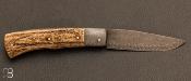 Couteau pliant modèle "Talar" Bois de cerf et damas mosaïque de Anthony Brochier