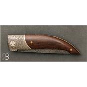 Damascus and Psitek lockback folding custom knife by Bruno Cappuccio