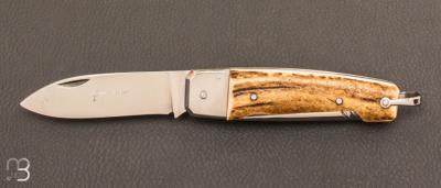 Couteau " Manufrance véritable " en bois de cerf 2 pièces