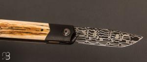  Couteau  "  Barlow " custom par Romain Lopez - Ivoire de mammouth et Damas de SKUA Coutellerie