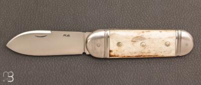  Couteau  "  Bouledogue "  bois de cerf et RWL-34 de Robert Beillonnet
