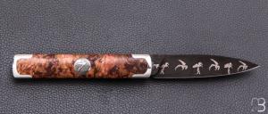    Couteau " Canif Mini " custom de Florent Dall'ava - érable sycomore et lame damas de Nicolas Mestrallet