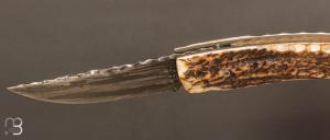 Couteau 1515 de poche collection " Primitive " par Manu Laplace - Bois de cerf et lame XC75 