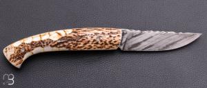    Couteau 1515 de poche collection " Primitive " par Manu Laplace - Bois de cerf des Ardennes et lame XC75