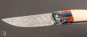   Couteau " 1515 collection Amérindien  " par Manu Laplace - Os de buffle et damas