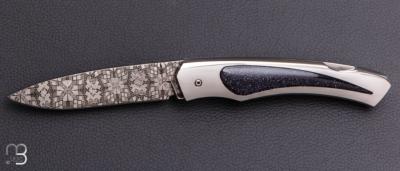   Couteau " 1820 Berthier " interframe par Charles Bennica - Damas de Ettore Gianferrari et Gold Sheen obsidian