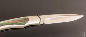    Couteau " 1820 Berthier " interframe par Charles Bennica - Nacre noire et Damas