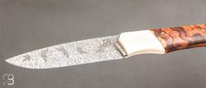   Couteau " 1820 " par Nicolas Mestrallet - Atelier du couteau de Vaunaveys - Damas mosaïque et bois de fer