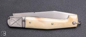   Couteau " Alpin Italien " artisanal de Guillaume Antoniucci - Ivoire de phacochère